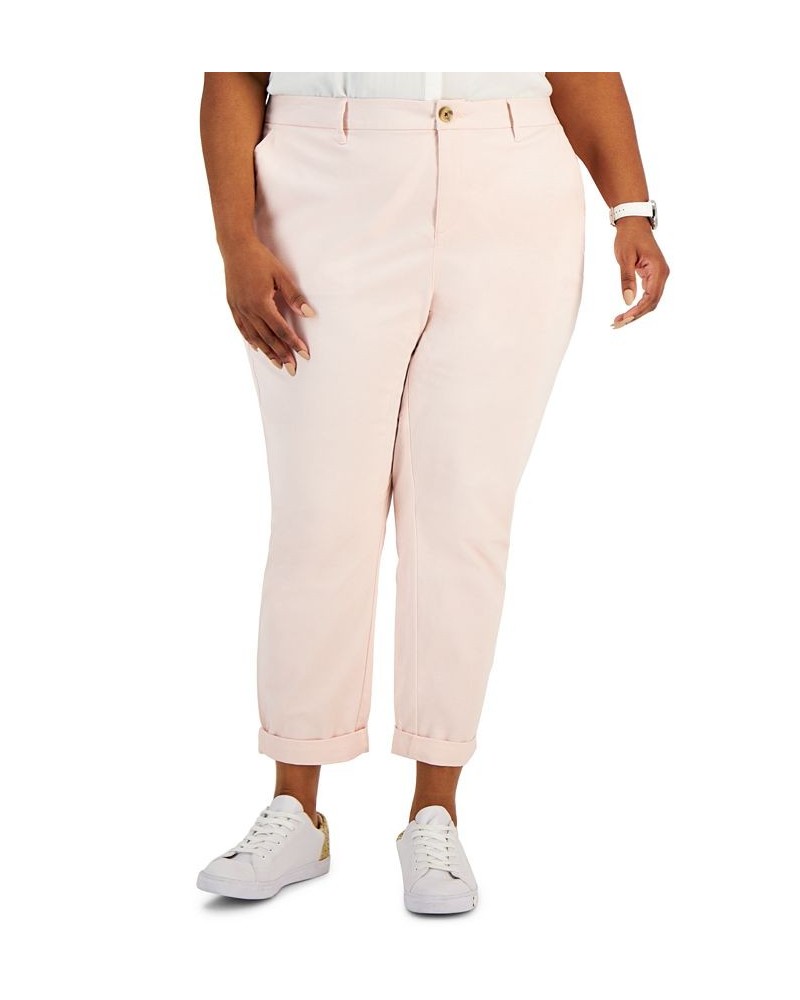 Plus Size Knit Short-Sleeved Pintucked Top & TH Flex Hampton Chino Pants Ballerina Pink $28.36 Outfits