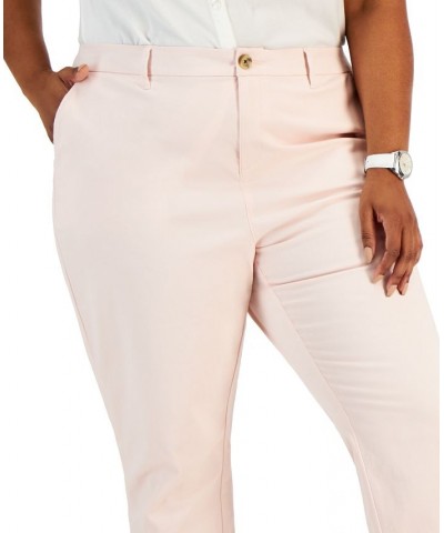 Plus Size Knit Short-Sleeved Pintucked Top & TH Flex Hampton Chino Pants Ballerina Pink $28.36 Outfits