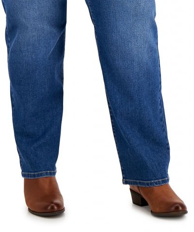 Plus Size Mid-Rise Pull On Straight Leg Jeans Summertime Blue $14.70 Jeans