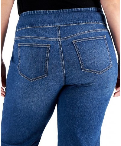 Plus Size Mid-Rise Pull On Straight Leg Jeans Summertime Blue $14.70 Jeans