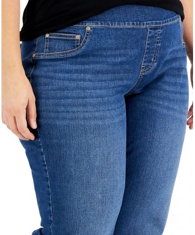 Plus Size Mid-Rise Pull On Straight Leg Jeans Summertime Blue $14.70 Jeans