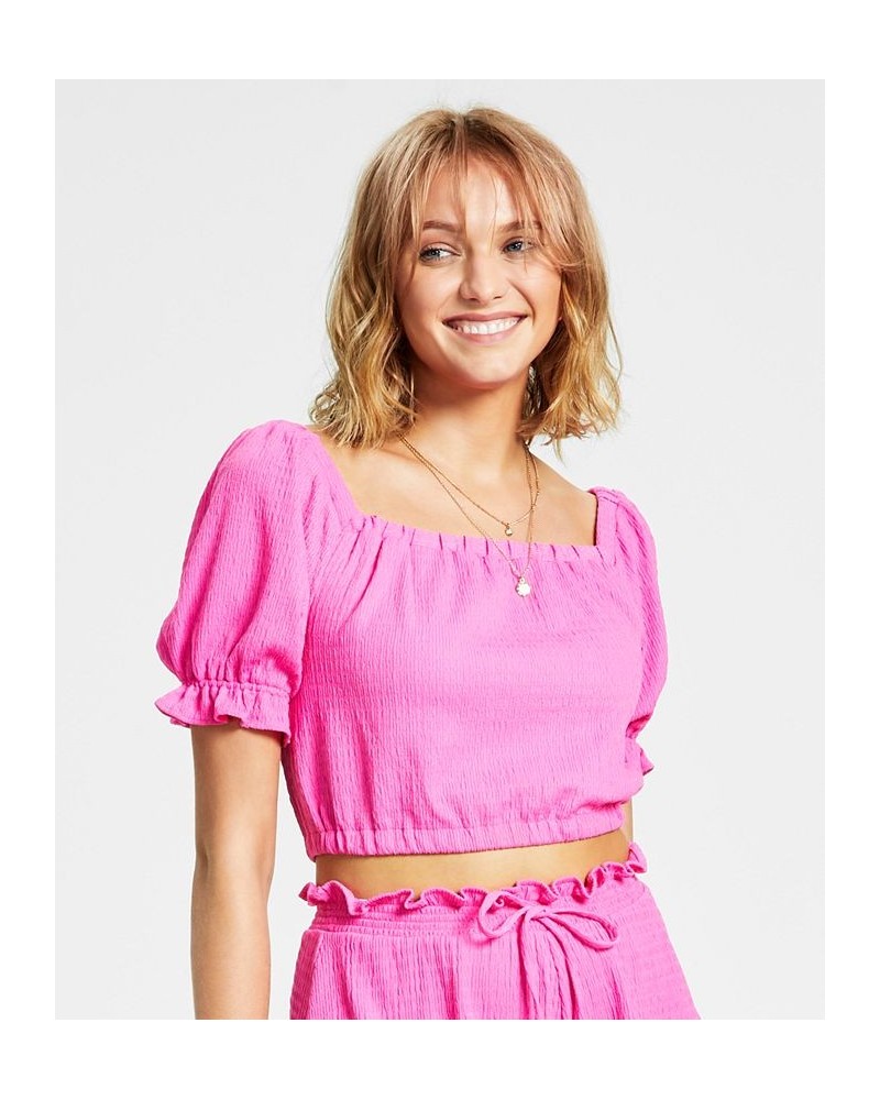 Women's Square-Neck Crop Top Pink Shock $10.04 Tops