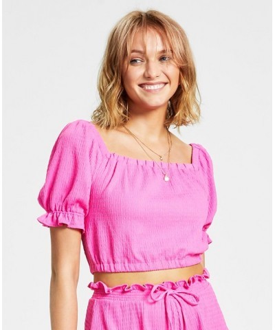 Women's Square-Neck Crop Top Pink Shock $10.04 Tops