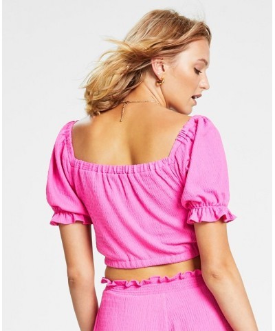 Women's Square-Neck Crop Top Pink Shock $10.04 Tops