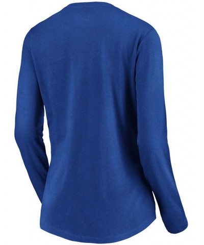 Women's Royal Toronto Blue Jays Victory Script V-Neck Long Sleeve T-shirt Royal $22.50 Tops