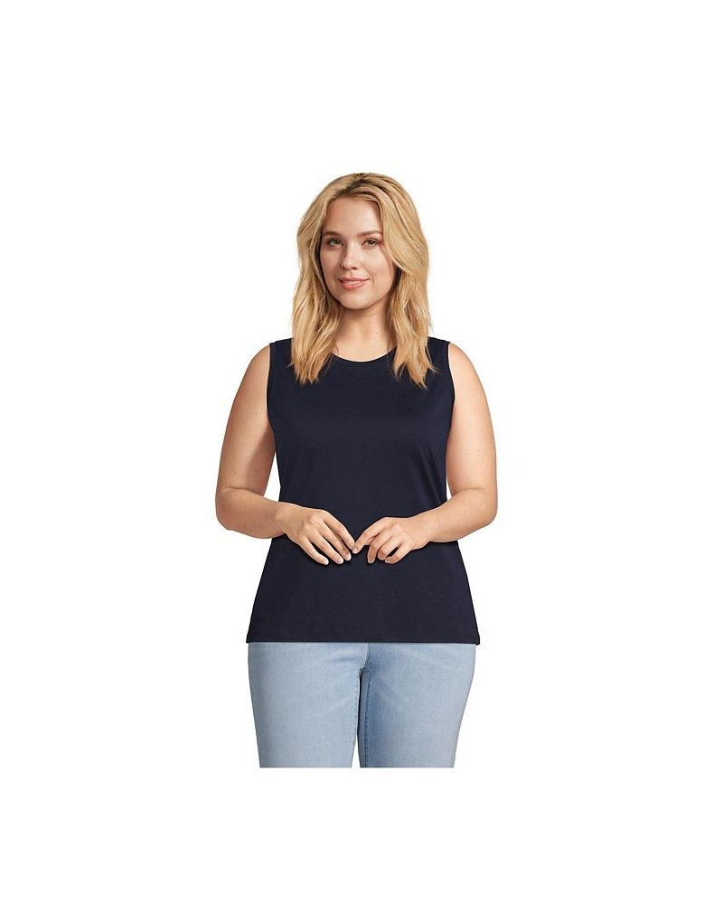 Women's Plus Size Supima Cotton Crew Neck Tank Top Radiant navy $20.19 Tops