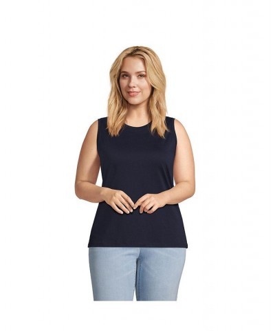 Women's Plus Size Supima Cotton Crew Neck Tank Top Radiant navy $20.19 Tops