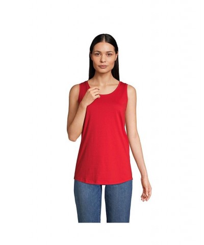 Women's Supima Cotton Scoop Neck Tunic Tank Top Compass red $19.33 Tops