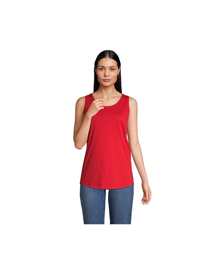 Women's Supima Cotton Scoop Neck Tunic Tank Top Compass red $19.33 Tops