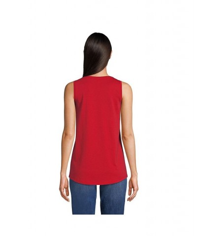 Women's Supima Cotton Scoop Neck Tunic Tank Top Compass red $19.33 Tops