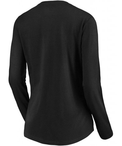 Women's Black Colorado Rockies Victory Script V-Neck Long Sleeve T-shirt Black $24.74 Tops