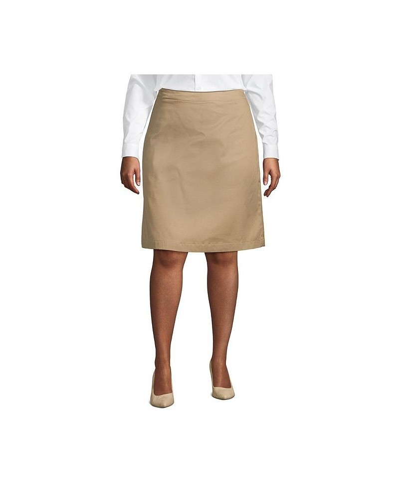 School Uniform Women's Plus Size Blend Chino Skort Top of Knee Tan/Beige $19.78 Skirts