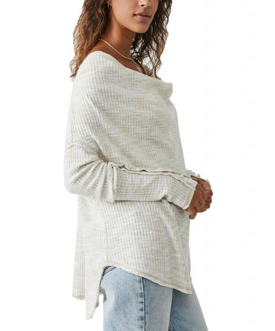 Women's Misty Straight-Neck Button-Cuff Top Swiss Coffee Combo $34.56 Tops