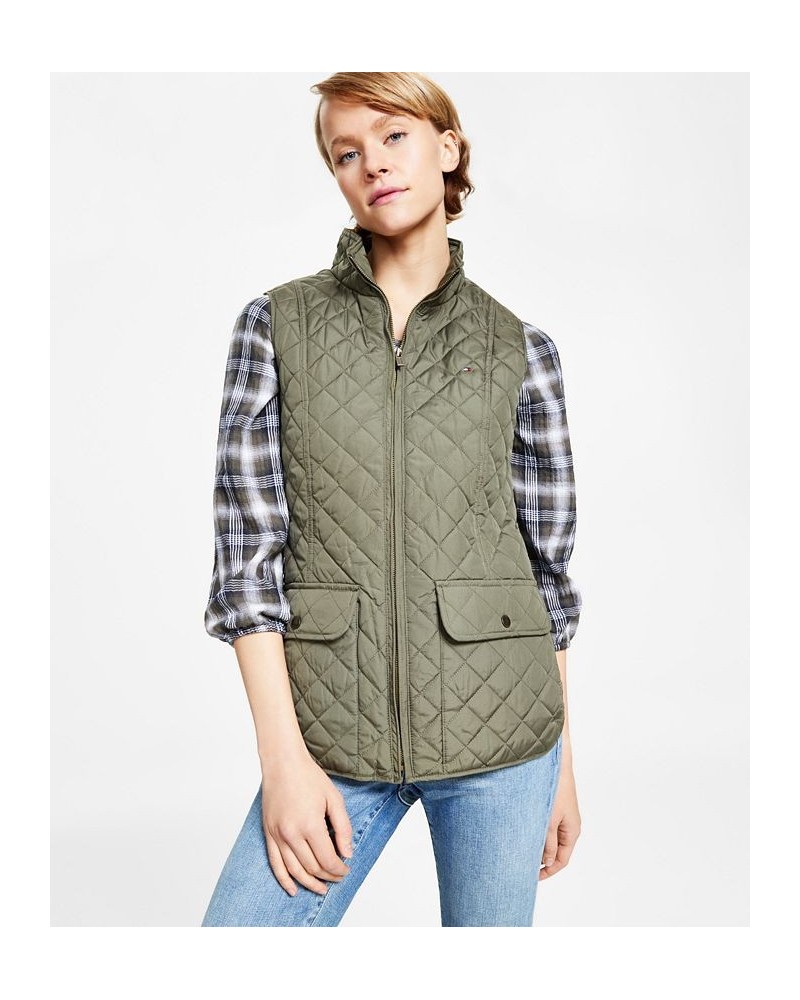 Women's Quilted Zip Front Vest Green $29.88 Jackets