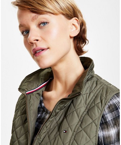 Women's Quilted Zip Front Vest Green $29.88 Jackets