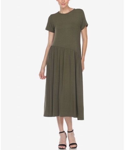Women's Short Sleeve Maxi Dress Olive $31.28 Dresses