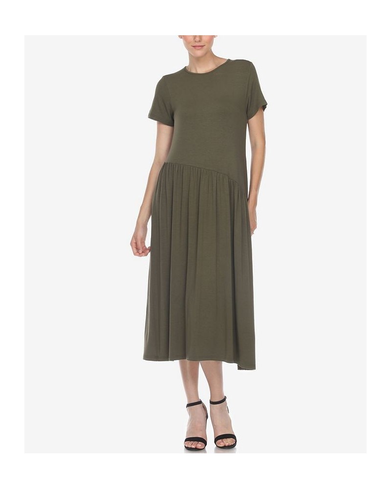 Women's Short Sleeve Maxi Dress Olive $31.28 Dresses