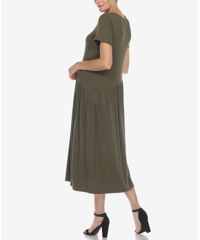 Women's Short Sleeve Maxi Dress Olive $31.28 Dresses