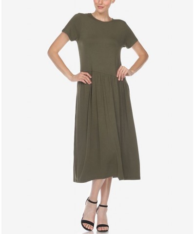 Women's Short Sleeve Maxi Dress Olive $31.28 Dresses