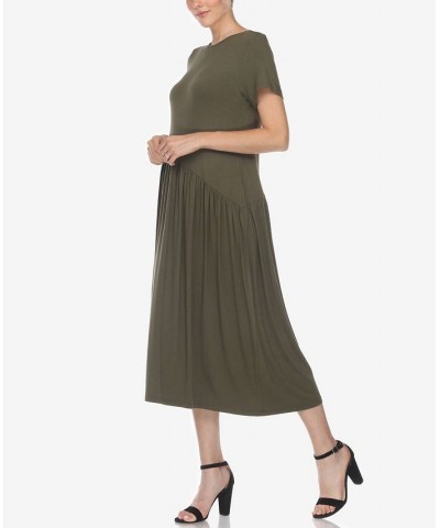 Women's Short Sleeve Maxi Dress Olive $31.28 Dresses