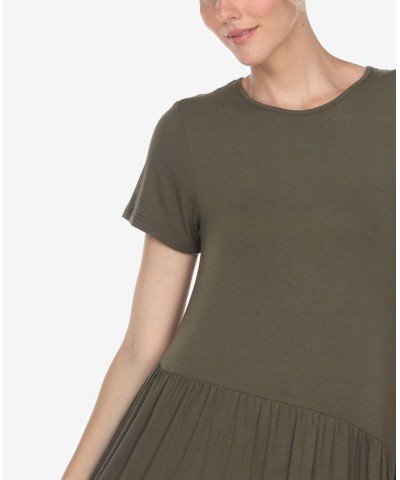 Women's Short Sleeve Maxi Dress Olive $31.28 Dresses