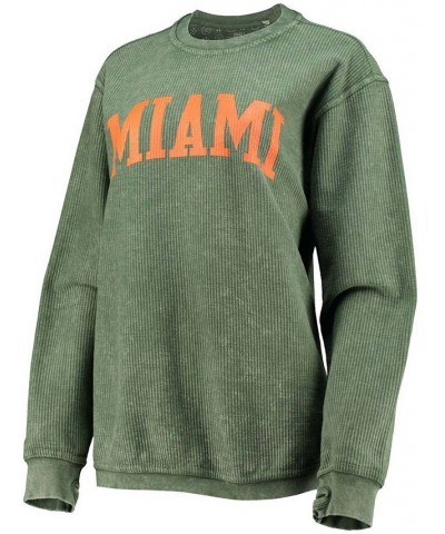 Women's Green Miami Hurricanes Comfy Cord Vintage-Like Wash Basic Arch Pullover Sweatshirt Green $40.00 Sweatshirts