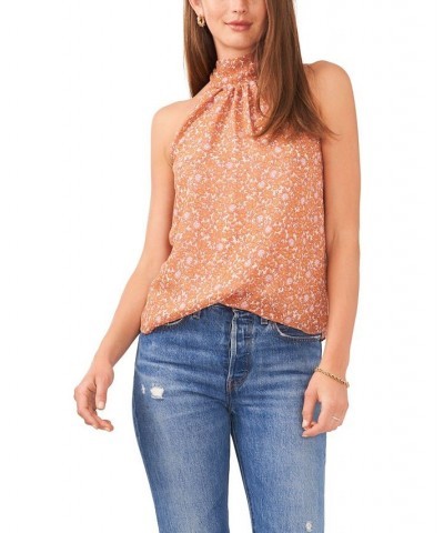 Sleeveless Halter Neck Tie Back Top Orange, Ivory $18.17 Tops