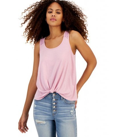 Juniors' Scoop-Neck Twist-Front Sleeveless Top Purple $11.60 Tops