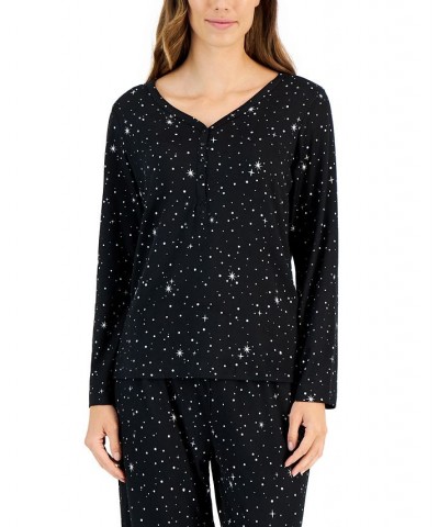 Women's Long Sleeve Soft Knit Pajama Set Black Night Sky $10.93 Sleepwear