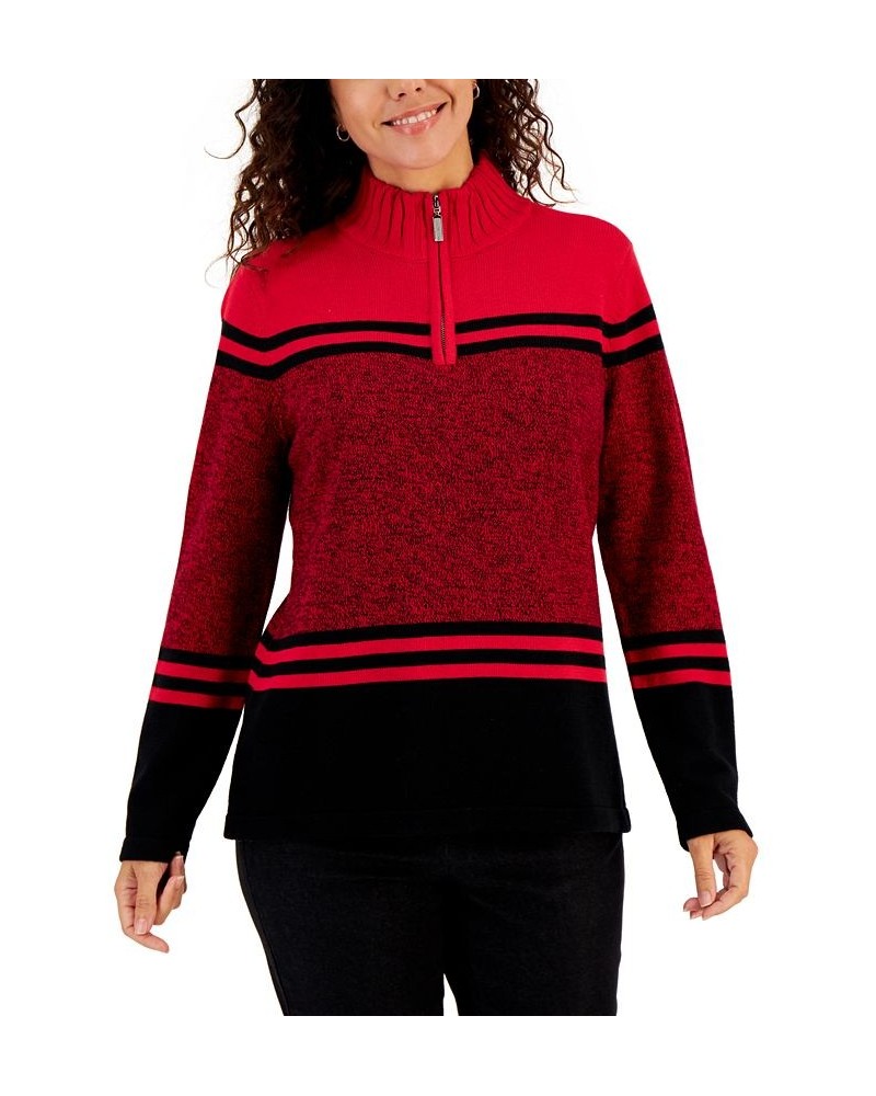 Women's Mapleton Half-Zip Cotton Sweater Red $14.87 Sweaters