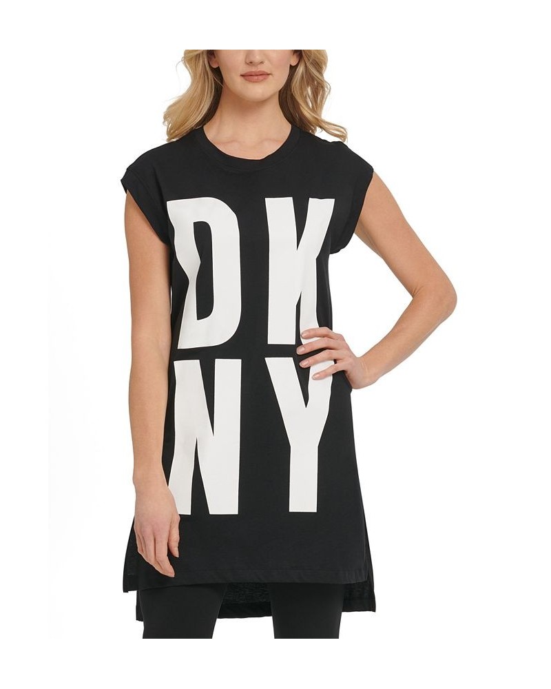 High-Low Logo Tunic Black/white $33.63 Tops