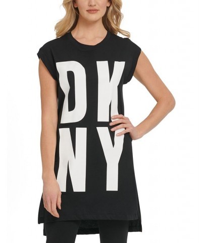 High-Low Logo Tunic Black/white $33.63 Tops