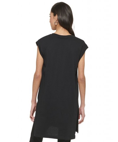 High-Low Logo Tunic Black/white $33.63 Tops