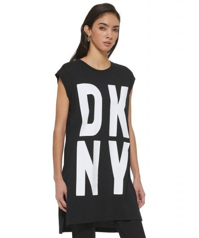 High-Low Logo Tunic Black/white $33.63 Tops