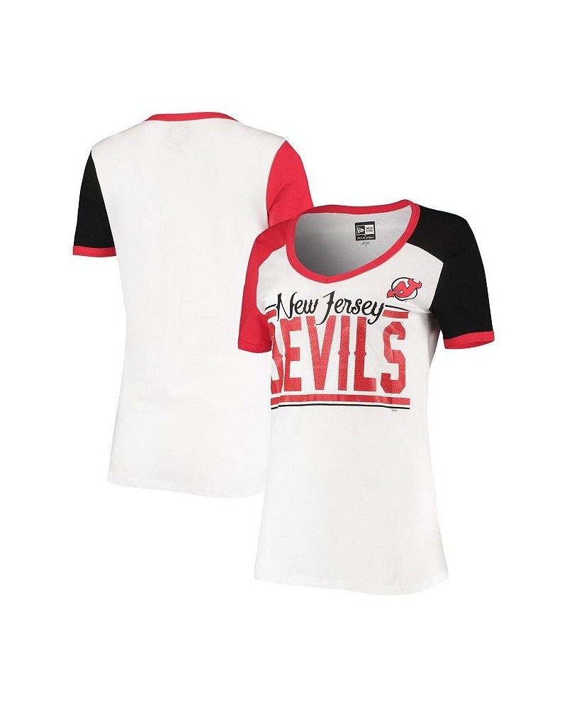 Women's by New Era White New Jersey Devils Color Block V-Neck T-shirt White $16.27 Tops