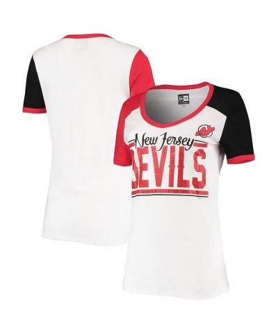 Women's by New Era White New Jersey Devils Color Block V-Neck T-shirt White $16.27 Tops