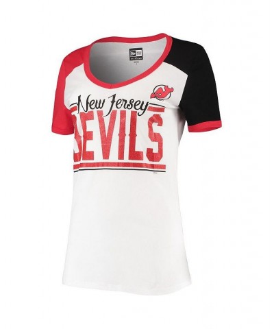 Women's by New Era White New Jersey Devils Color Block V-Neck T-shirt White $16.27 Tops