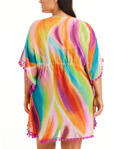 Plus Size Splash Out Chiffon Caftan Cover-Up Multi $32.55 Swimsuits