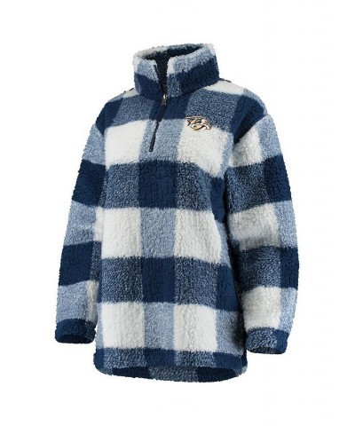 Women's Navy White Nashville Predators Plaid Sherpa Quarter-Zip Jacket Navy, White $53.90 Jackets