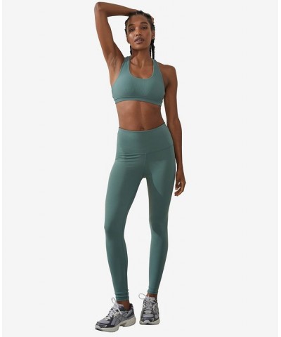 Women's Rib Strappy Sports Crop Top Sage Leaf Rib $19.59 Tops