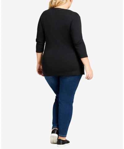 Plus Size Wessex Essential Longline T-shirt Black $25.48 Tops