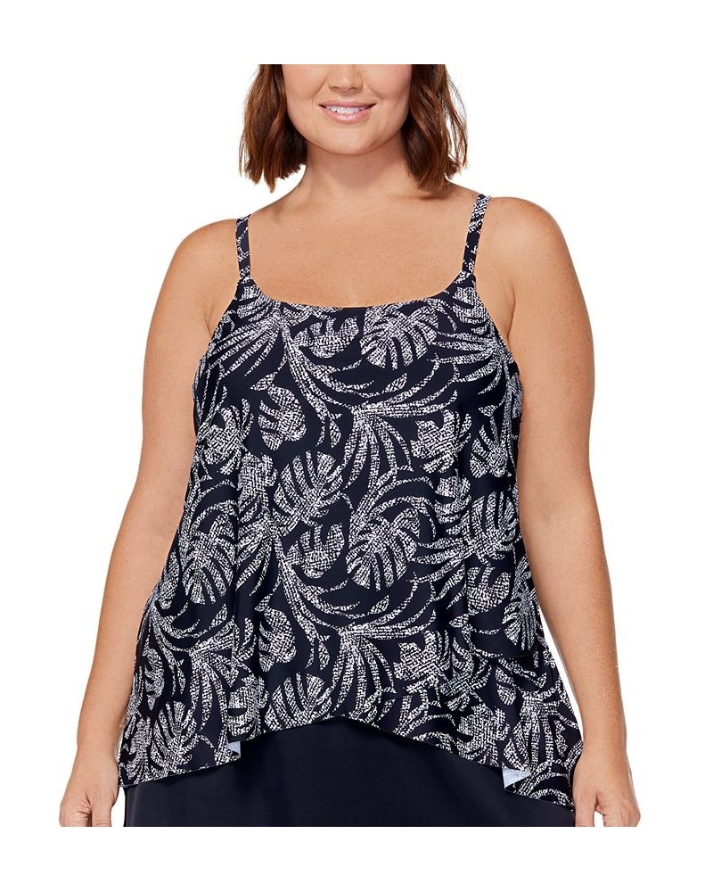 Plus Size Cape Town Underwire Tankini Swim Top Black/White $35.99 Swimsuits