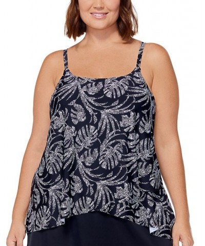 Plus Size Cape Town Underwire Tankini Swim Top Black/White $35.99 Swimsuits