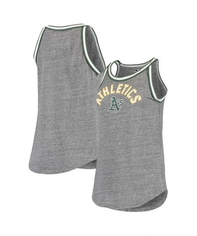 Women's 5th & Ocean by Heathered Gray Oakland Athletics Tri-Blend Knit Trim Tank Top Gray $19.35 Tops