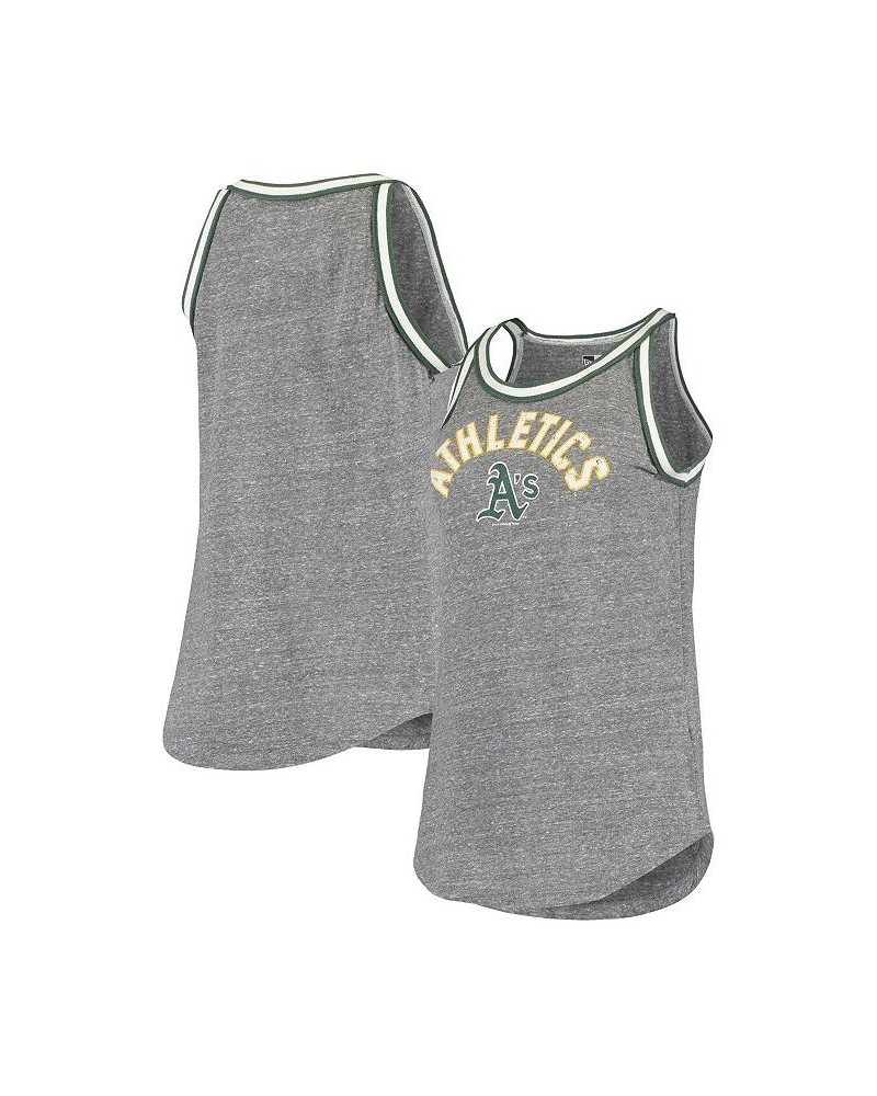 Women's 5th & Ocean by Heathered Gray Oakland Athletics Tri-Blend Knit Trim Tank Top Gray $19.35 Tops