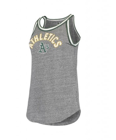 Women's 5th & Ocean by Heathered Gray Oakland Athletics Tri-Blend Knit Trim Tank Top Gray $19.35 Tops