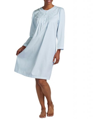 Women's Embroidered Long-Sleeve Nightgown Blue $18.00 Sleepwear