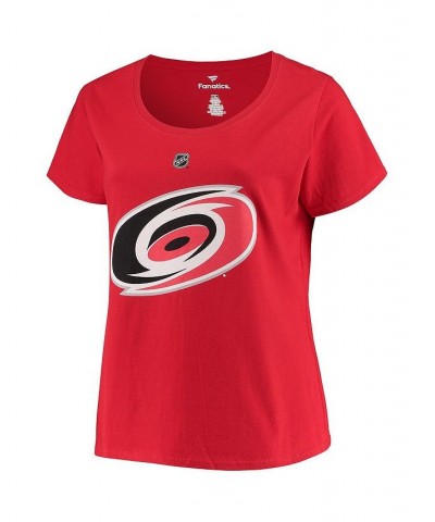 Women's Branded Sebastian Aho Red Carolina Hurricanes Plus Size Name Number Scoop Neck T-shirt Red $25.49 Tops