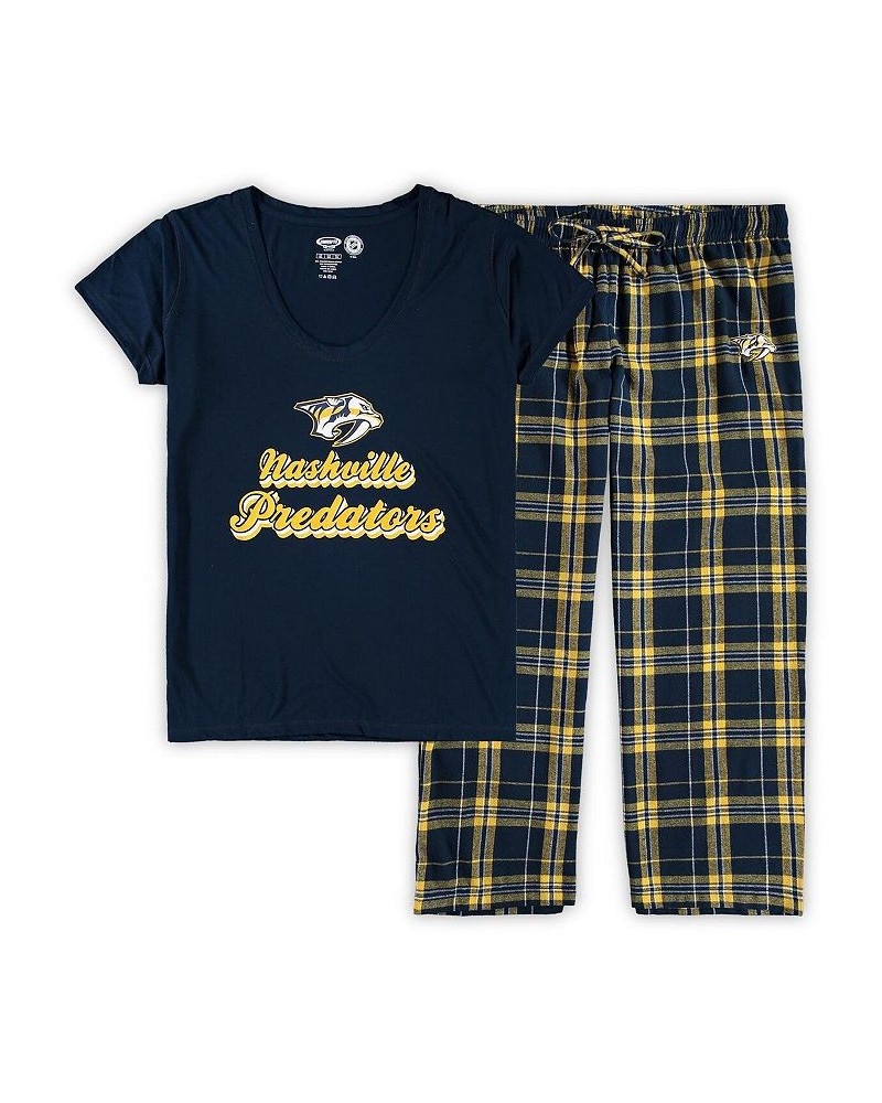 Women's Navy and Gold Nashville Predators Plus Size Ethos Sleep Set Navy, Gold $34.44 Pajama