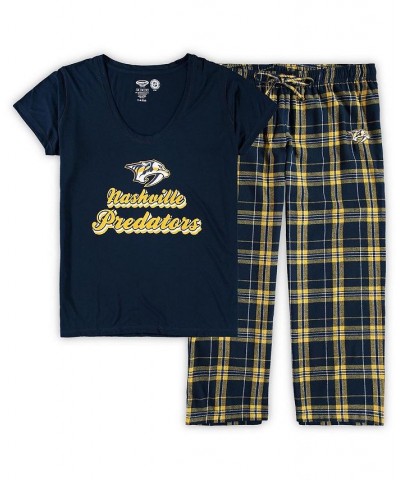 Women's Navy and Gold Nashville Predators Plus Size Ethos Sleep Set Navy, Gold $34.44 Pajama